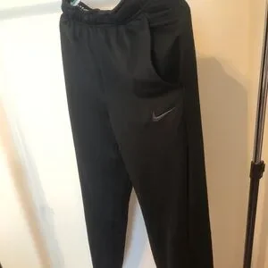 Nike Black Straight Leg Pants with Elastic Waistband, Dri-Fit - Small unisex